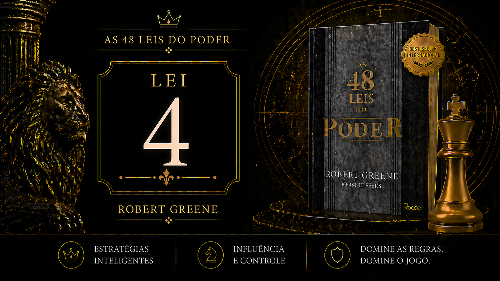 Um líder calmo e silencioso observando uma reunião, ilustrando a aplicação da Lei 4 das 48 Leis do Poder.