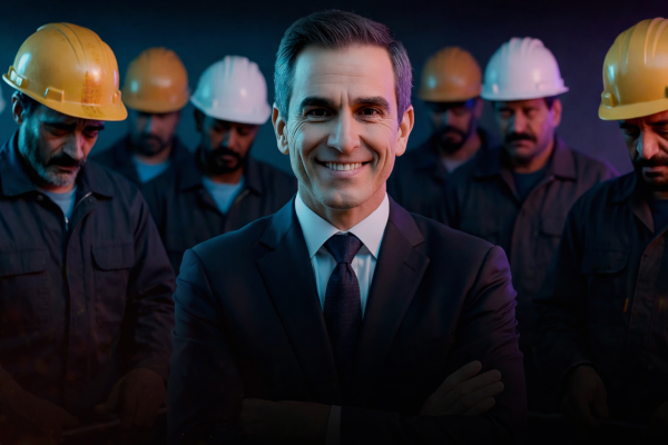 Um maestro de terno regendo uma orquestra sinfônica, ilustrando a liderança da Lei 7 das 48 Leis do Poder.